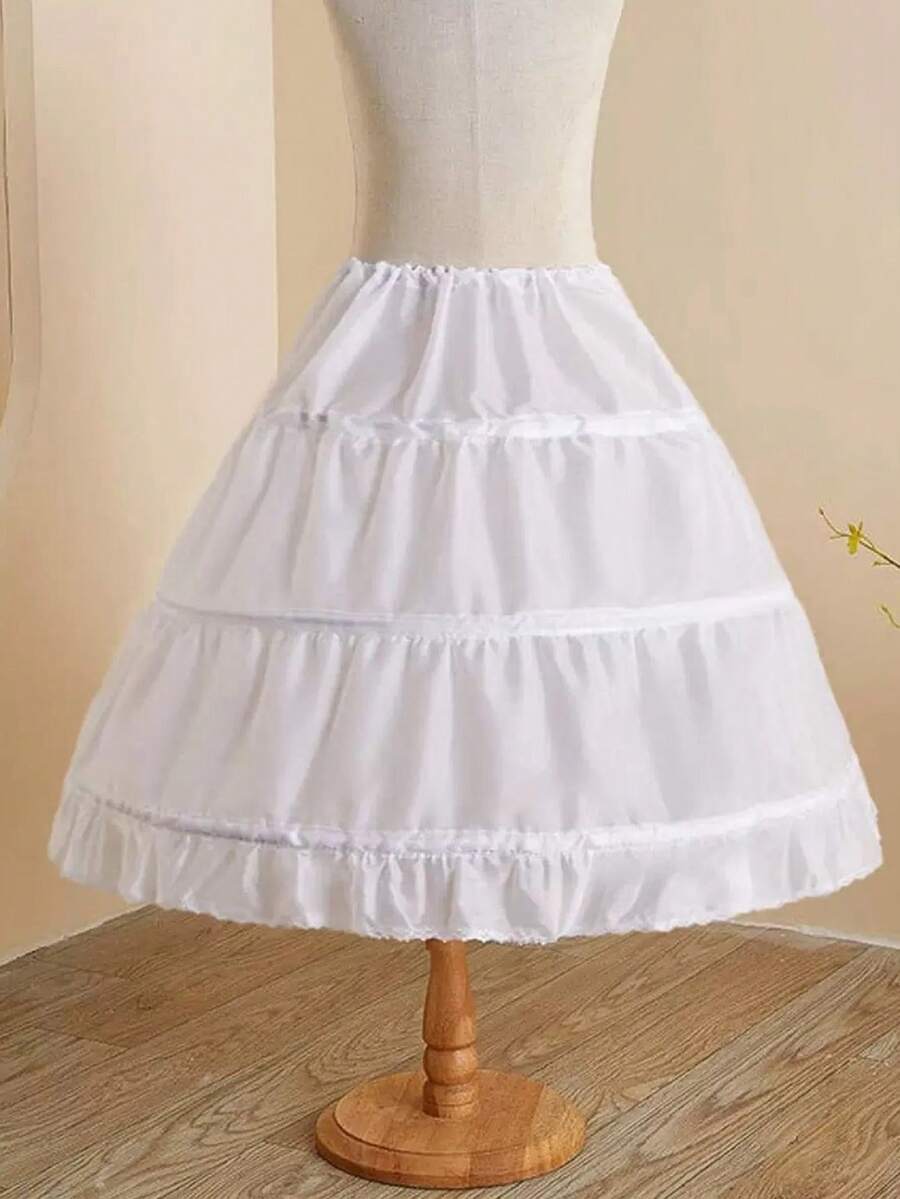 Toddler Baby Girl's Petticoat Single Layer Solid Color Ruffle Fashion Underskirt Wedding Accessories - 白色 - 查看 1