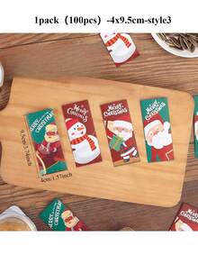 Christmas,1pack(100pcs) Cookie Packaging Bags, Nougat Snowflake Cookies, Aluminum Film Machine Sealed Bags, Christmas Eve Handmade Baking Gift Candy Bags - Multicolor - View 6