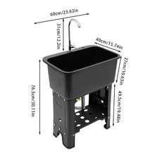Home Utility Sink For Laundry Room And Garage, Freestanding Laundry Sink For Garage Or Kitchen, Indoor & Outdoor Utility Tub, Freestanding Utility Sink With Storage Shelf - 黑色 - 查看 5