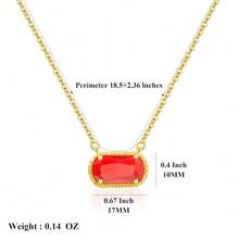 Birthstone Necklace For Women 14k Gold Plated Preppy Oval Stone Necklaces   Pendant Necklaces Birthday Gifts For Women Mom Wife Friends-307968 - 一月-石榴石 - 查看 5