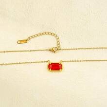Birthstone Necklace For Women 14k Gold Plated Preppy Oval Stone Necklaces   Pendant Necklaces Birthday Gifts For Women Mom Wife Friends-307968 - 一月-石榴石 - 查看 7
