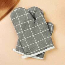 1pc/2pcs/4pcs Plaid Heat Resistant Oven Gloves, Micorwave, Cooking Gloves For Kitchen, Oven, Grill, High Temperature Insulated Cooking Mittens - Multicolor - View 13