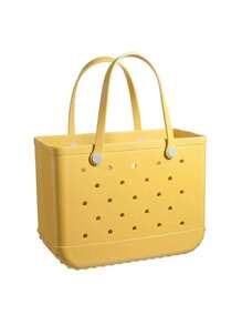 Large Waterproof Washable Tip Proof Durable Open Tote Bag For The Beach Boat Pool Sports,Women's EVA Beach Tote Bag With Ventilation Holes - Lightweight Durable Solid Color Open Top Design For Poolside, Shopping & Picnics - Stylish Holiday Accessory, Beach Bag