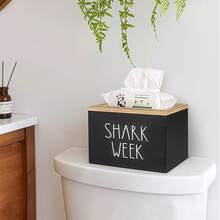 1pc Women's Sanitary Napkin Storage Box, Wooden Bathroom Storage Box With Lid, Small Item Storage Box, Design, Soft Cork, Durable, Black, Not Waterproof, Can Be Used For Women's Hygiene Products