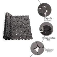 1pc 53 * 52cm Pebble Anti Slip Pad With Suction Cup For Bathroom Anti Slip Pad, Machine Washable And Easy To Clean 21 * 20.5 Inches, Suitable For Shower Rooms, Hotels, Bathrooms, Toilets, Bathtubs, Bathroom Accessories, Autumn Decoration - Black - View 3