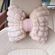 1pc Car Headrest Winter Plush Car Comfortable Warm Neck Pillow Pillow Pillow Solid Color Simple Headrest Waist Pillow Automotive Supplies Car Pillow - White - View 9