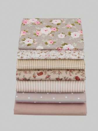 7pcs/Set Vintage Floral Cotton Fabric, Assorted Pre Cut Fabric Bundle For DIY Handmade Bow, Clothing Craft, Doll Clothes And DIY Sewing Patchwork