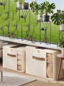 1 Peça Caixa de Armazenamento de Roupas Dobrável com Tampa, Janela Transparente e Alça Reforçada, Design Inodoro e Respirável para Guarda-Roupa, Suéteres, Roupa de Cama, Elegante e Economizadora de Espaço para Armário, Dormitório, Quarto