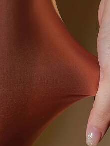 1 Pair Women's Reflective Shiny Tights, Suitable For Latin Dance, Pole Dance And Fitness - High Waist Glossy Tights, Cozy - Bronze - View 6