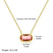 Birthstone Necklace For Women 14k Gold Plated Preppy Oval Stone Necklaces   Pendant Necklaces Birthday Gifts For Women Mom Wife Friends-307968 - 七月-PinkRuby - 查看 8
