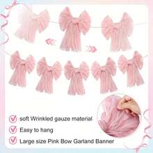 1pc Bow Garland Stylish Sweet Voile Big Bow Banner Party Decorations For Living Room, Bedroom Wedding Decorations And Birthday Party Gatherings Daily Life Wedding Theme Party Home Decor Butterfly Flag
