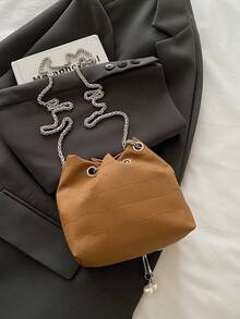 Women's Simple Chain Solid Color Crossbody Bag, Suitable For Daily Commute And Travel