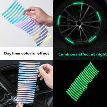 20pcs Car, Motorcycle, Bicycle Personalized Creative Wheel Reflective Stickers, Automotive Colorful Laser Luminous Tire Anti-Collision Stickers