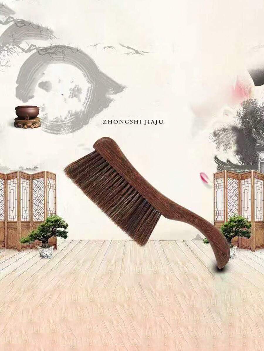 1pc Dust Cleaning Brush, Suitable For Bed, Clothes, Sofa, Furniture, Wooden Handle, Thick Handle
