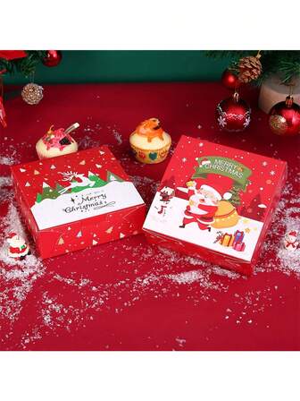 קופסת אריזה לחג המולד, קופסת מתנה של 5 ממתקים ועוגיות, קופסת טארט ביצים, קופסת נייר בצק חלמון ביצה עם קרם שלג, קופסת קינוחים חד פעמית