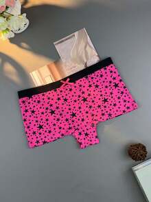 6 Pcs/Lot [Women Boyshorts] Boyshorts Halloween Women Print Stars Underwear Panties Briefs Cotton Short Ladies Panty Female Intimates, Christmas Halloween Gifts(6 Color Random Delivery) - 彩色 - 查看 3