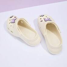 Miniso 女士时尚木屐，中厚鞋底（37-38 码）-ZG，适合日常街头服饰，可爱酷炫风格，有趣的卡通图案超级吸引眼球（1 件） - 白色 - 查看 3