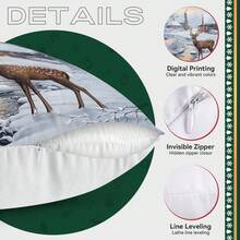 1 buc. Față de pernă decorativă în stil vintage de Crăciun, imprimată pe o singură față - Față de pernă din catifea piersică, 45*45cm