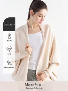 Women's Merino Wool Cardigan Sweater 2025 Fall Winter Sweater Open Front Batwing Sleeve Knit Slouchy Cardigan Sweater