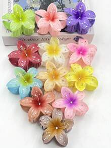 1 Stück/3 Stücke/6 Stücke Hibiskus/Hawaii Blume Lässig ABS Kunststoff (ABS Harz) 2025 Neue Plumeria Strand, Reise, Party, Urlaub, Rückkehr zur Schule süße Haarklammern, frische Haraccessoires Winter Haarklammer Elegante Haarklammern