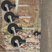 20 Stücke selbstbohrende elektrische Zaunhalter für Holzpfosten (schwarz/rot) - inklusive Bohrerbuchse-Werkzeug | Geflügel, Garten Landwirtschaftsbedarf