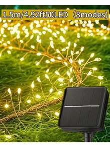 1pc 3m/5m Solar Powered String Lights, LED Firecracker Lights With 8 Flashing Modes, Outdoor Decor For Garden, Patio, Lawn, Tent, Wedding, Camping, Picnic, Railing, Suitable For Ramadan, Thanksgiving, Father's Day, Mother's Day, Can Be Used As Holiday, Birthday, Housewarming, Wedding Gift - Solar Firecracker Light String - View 17
