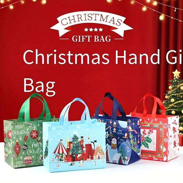 4 bolsas de regalo navideñas de gran tamaño que se pueden reutilizar como bolsas de compras, perfectas para fiestas navideñas, bolsas de almacenamiento grandes y resistentes, bolsas de regalo para Halloween y cumpleaños