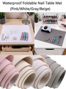 粉色、白色、灰色、米色美甲桌垫防水可折叠美甲清洁桌垫多功能美容化妆桌垫美甲工具美甲用品DIY（2件） - 彩色 - 查看 6