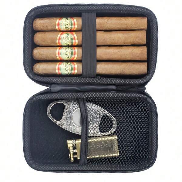 Tragbare EVA Zigarre Reise-Humidor Tasche mit Zubehörfach | Outdoor bereit