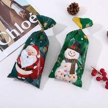 50pcs Christmas Gift Packaging Bags, Snowflake Cookie Candy Self-Sealing Bags, Tie Rope Bags Christmas Christmas Decorations Christmas Pajamas Christmas Gifts Christmas Decor