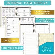 2026/1-12 Months A5 Planner Notebook, 71 Sheets/142 Pages - Monthly & Weekly Calendar, Pink & Gold Edges, Elastic Closure, Inner Pocket, Ideal For Office & School Organization