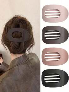 6pcs/3pcs Fashion Minimalist Flat Alligator Clip Hairpins Women, Daily Casual Bun Clamp, Versatile Sophisticated Hair Accessory, Mother's Day, Back To School, Thanksgiving,, Holiday Claw Clips Hair Claws Hair Barrettes, School Stuff, Festival Outfits Women,, Hair Accessories, Accessories - 多色 3 - 查看 1