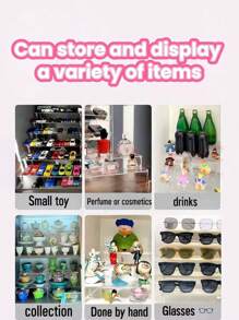 Suport/raft de depozitare acrilic! Decorațiuni pentru cameră. Poate expune parfumuri, rujuri, bijuterii, păpuși mici, ochelari etc. Poate fi folosit și pentru a plasa obiecte la petreceri. O alegere excelentă pentru a oferi cadouri de Halloween, Ziua Națională, Crăciun și alte festivaluri!