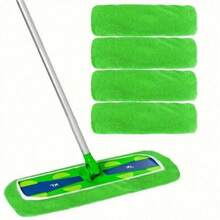 2/4/6/8pcs Reusable Green Refill Mop Pads, Compatible With - Washable Microfiber Dry & Wet Mop Pads, Suitable For Surfaces And Hardwood Floors Cleaning (Mop Not Included) - Grass Green - View 2