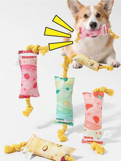 1 قطعة لعبة مضغ للكلاب مع حبال مربوطة - مناسبة للقضامين العنيفين، صوت صافرات تفاعلية للجراء والكلاب البالغة، للعب داخل وخارج المنزل