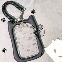 Cute Cat Design Card Holder With Keychain, Perfect For Student Bus Card, Subway Card And Campus ID Card - Durable And Stylish Document Protector, Student Accessories | Silicone Case - Color - View 8