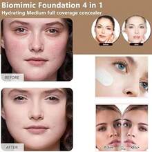 4 En 1 Light Spectrum F-or-ev-er B-loo-m, 4 In 1 Foundation Liquid,   Foundation 4 En 1 Light Spectrum , Inspired - Long Lasting Waterproof - Makeup, SPF 50 Inspired Longwearing & Waterproof - Marrón - Ver 10