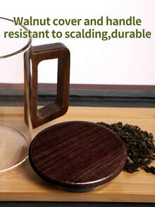 1pc 13.5 Oz/400 Ml Glass Teapot With Infuser,Glass Teapot,Tea Infuser For Loose Leaf Tea,Tea Kettle With Infuser,Mug With Lid For Steeping With Solid Wood Handle,Microwave ,Suitable For Tea, Coffee, Milk, Living Room, Kitchen, Office, Tea Party, Ideal Gift