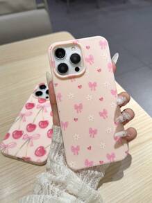 2pcs Pink Cherry Blossom Floral Phone Case Compatible With IPhone 14 Pro Max, 13, 12/12 Pro, 11, XS, XR, Stylish And Romantic Design - Pink - View 5