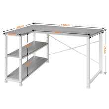 Mesa de juego GUNJI de 110 cm con compartimentos de almacenamiento, mesa de esquina reversible para PC, mesa de ordenador, mesa de juego de esquina para estudio - Gris - View 8