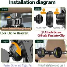 Ventilador de asiento trasero de coche para niños de asiento trasero, ventilador USB de doble cabezal para asiento trasero de coche para niños (sin batería) - Asiento trasero de doble cabeza - Ver 11