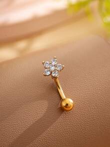 1pc Stainless Steel Reverse Bar Belly Button Ring, Cute Navel Piercing Jewelry For Daily Wear