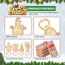 Zestaw prezentowy z otwieraczem do butelek na Boże Narodzenie, Cztery rodzaje otwieraczy do butelek, Choinki, Bałwany, Płatki śniegu, Świąteczne wózki prezentowe, Dekoracje świąteczne do domu, Upominki na świąteczne przyjęcie, Dekoracje świąteczne, Upominki na przyjęcie