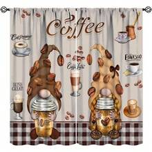 2 Panel 28"X40" Farmhouse Honey Kitchen Window Drapes, Rustic Retro Watercolor Tea Cups Daisy Flowers Butterflies Sweet Cakes Printed Curtains (Usable For Living Room, Bedroom, Cafe) - trắng - Xem 1