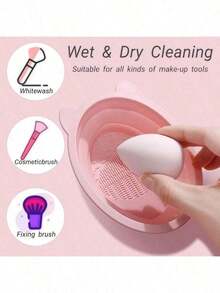 3/1pc Foldable Silicone Makeup Brush Cleaning Bowl, Portable Cleaning Tool, Silicone Cleaning Mat, Cosmetic Storage Box, Spa Tool, Professional Cleaning Set, Silicone Folding Cleaning Bowl, Makeup Tool Cleaning Bowl, Puff Beauty Tool, Cleaning Board Makeup Brush, Face Mask Bowl, Dorm Cleaning Drying Rack