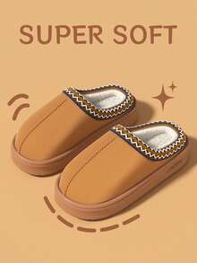 Pantoufles en peluche chaudes pour femmes, pantoufles de maison à semelle épaisse doublées pour porter à l'intérieur et à l'extérieur, automne/hiver