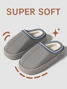 Pantoufles en peluche chaudes pour femmes, pantoufles de maison à semelle épaisse doublée, convenant pour l'automne/l'hiver