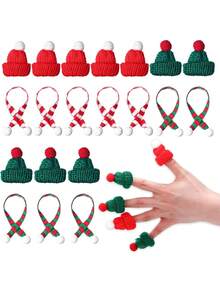 1pc Mini Christmas Hats And Scarves Small Doll Size Santa Hats ,Christmas Knit Doll Hats & Scarves Decor, Small Snowman & Mini Santa Hats For Dolls, Mini Xmas Ornaments Home Decor Christmas Decorations Room Decor Winter