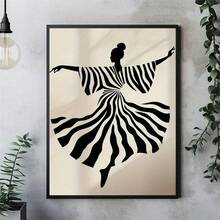1 pieza Obra de arte de pared abstracta de bailarina, impresión de baile en blanco y negro moderna, obra de arte femenina minimalista para decoración de sala de estar o dormitorio, pósteres, decoración de habitación, decoración de sala de estar, decoración de oficina, decoración del hogar, decoración de dormitorio, decoración de cocina, decoración de baño, decoración de habitación, decoración de pared sin marco, obras de arte de pared vintage sin marco, pósteres