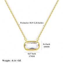 Birthstone Necklace For Women 14k Gold Plated Preppy Oval Stone Necklaces   Pendant Necklaces Birthday Gifts For Women Mom Wife Friends-307968 - 四月-ClearCrystal - 查看 8